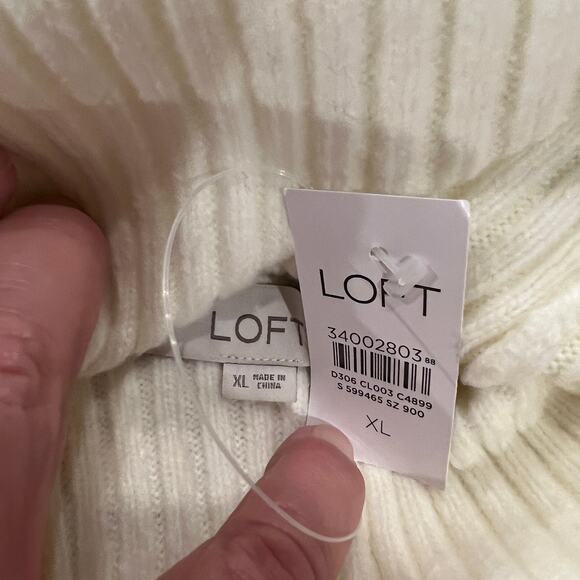 **NWT LOFT Ivory W/Red, Pink & Blue Fair Isle Turtleneck Cable Sweater - Picture 6 of 7